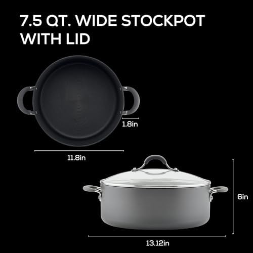 Circulon 83908 Radiance Hard Anodized Stock Pot 75 Quart Gray