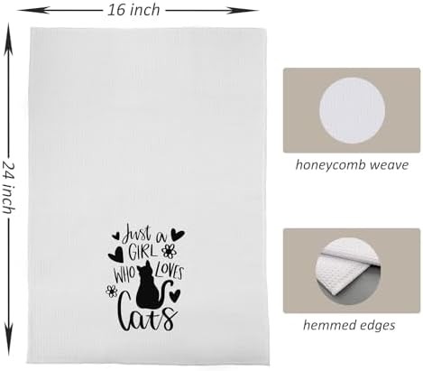 Cat Kitchen Towels Set 16x24 inches Just a Girl Who Loves Cats