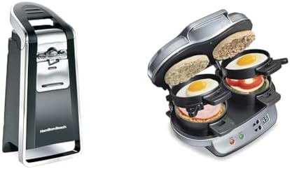 Hamilton Beach Smooth Touch Electric Can Opener with Dual Breakfast Sandwich Maker Silver