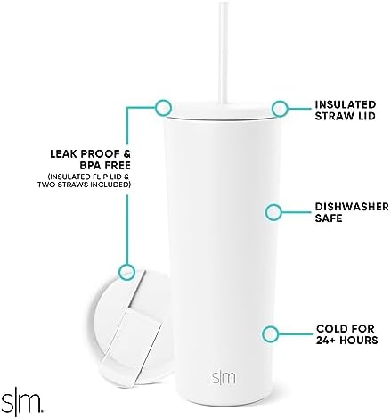 Simple Modern Insulated Tumbler 24oz Winter White