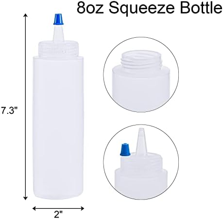 20 Pack 8oz Plastic Condiment Squeeze Bottles