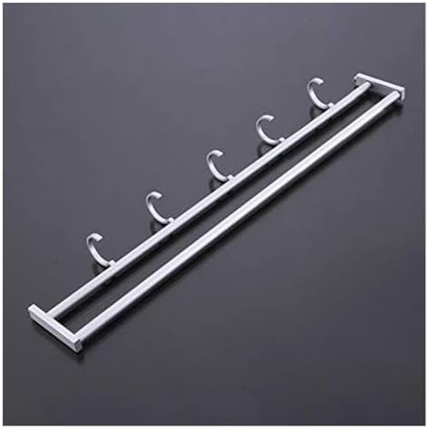 Aluminum Towel Rack with 5 Hooks and Double Shelf for Bathroom