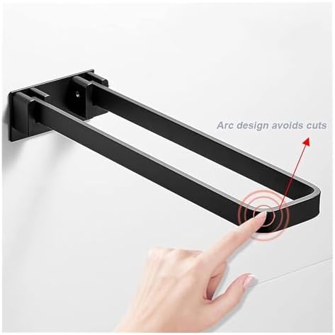 TiStm Double Towel Bar Wall-Mounted Black Aluminum Towel Rack