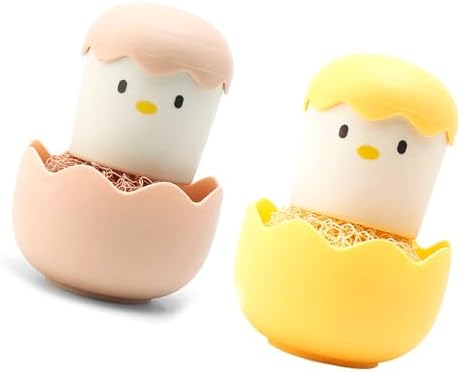 2PC Eggshell Chicken Vegetable Scrubber Detachable Handle Cleaning Brush for Kitchen