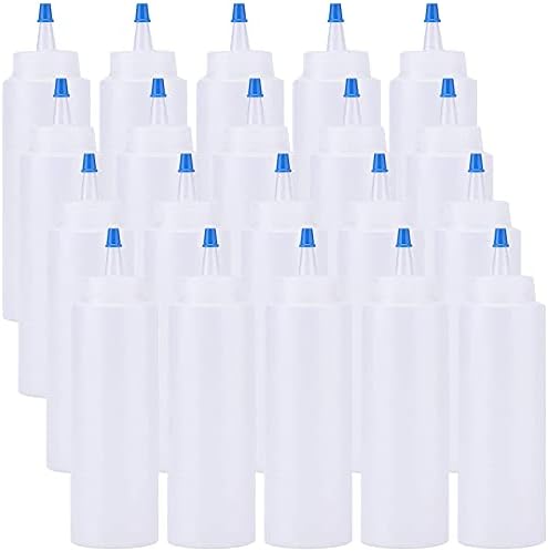 20 Pack 8oz Plastic Condiment Squeeze Bottles