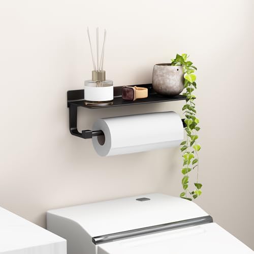 Danpoo Wall-Mounted Towel Holder with Shelf for Bathroom Kitchen