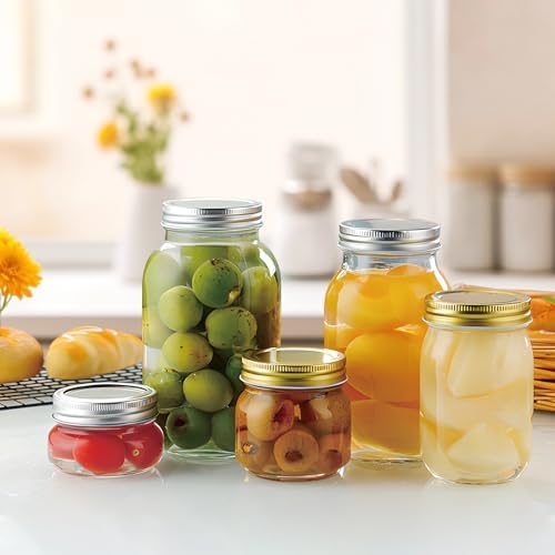 Mason Jars 5oz to 32oz Quart Wide Mouth With Airtight Lids
