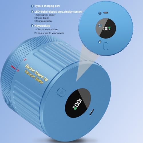 Electric Vacuum Sealer for Mason Jars - Extend Shelf Life Sealed Aseptically