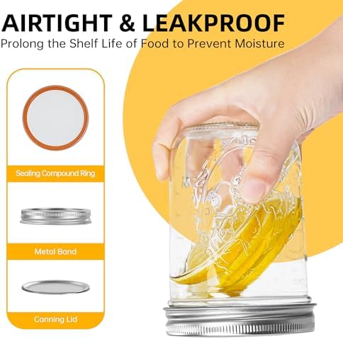 Sturdy Mason Jars for Canning Preserving and Meal Prep