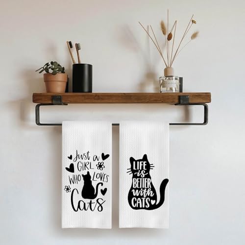 Cat Kitchen Towels Set 16x24 inches Just a Girl Who Loves Cats