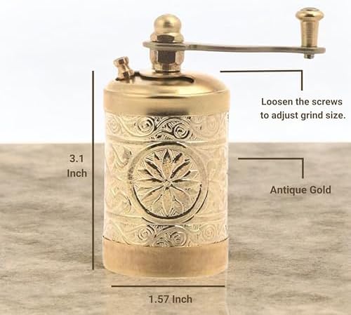LaModaHome Vintage Mini Antique Copper Grinder - Gold