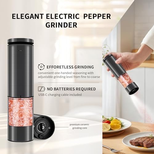 Electric Salt and Pepper Grinder Set with LED Light
