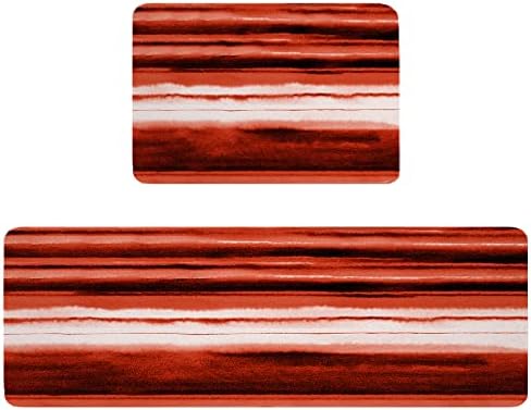 Ombre Red Kitchen Rugs Set - Soft Absorbent Non-Slip