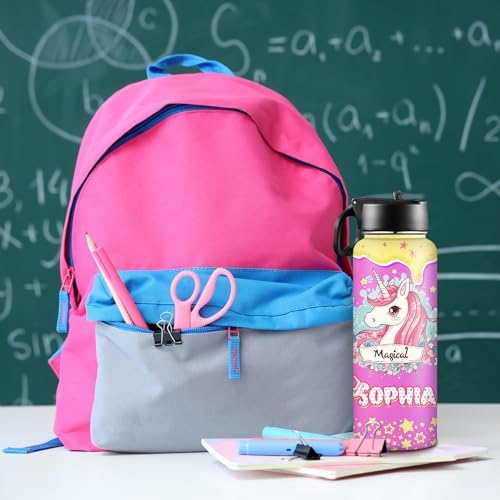 Custom Water Bottle for Kids Insulated Thermos with Name BPA-Free Durable