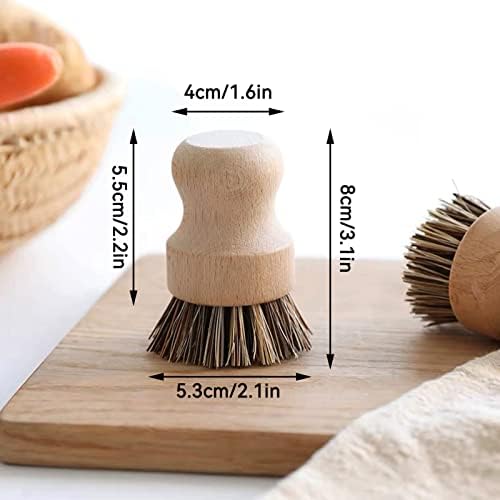 Agatige Mini Dish Brush with Mushroom Head and Wooden Handle