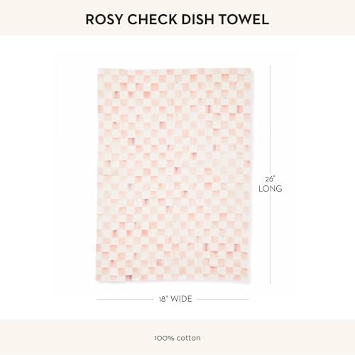 Pink-and-White Rosy Check Cotton Dish Towel
