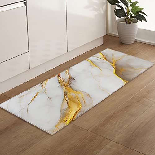 Premium Kitchen Mats Set of 2 - Golden Marble Texture