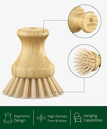 Bamboo Kitchen Scrub Brush with Handle - Durable and Effective