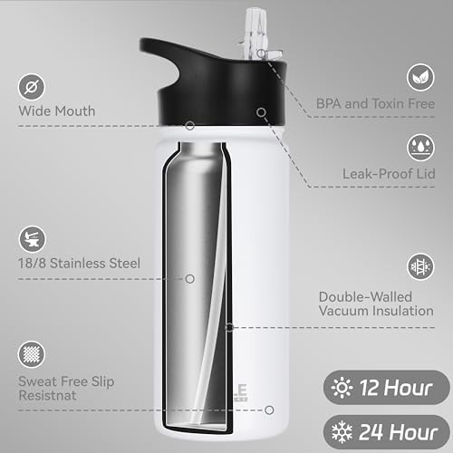 HASLE OUTFITTERS 16 oz Insulated Water Bottle for Kids
