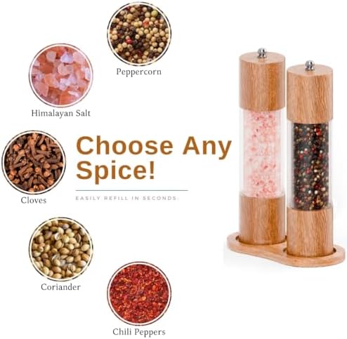 Elegant Wooden Salt and Pepper Grinder Set