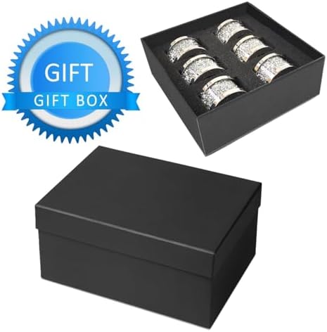 Crystal Glass Napkin Holder Silver Diamond Napkin Rings Set of 6 1