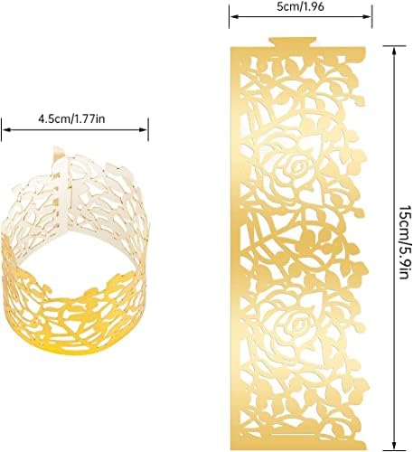 Gift Set - Rose Flower Napkin Rings for Weddings Parties Elegant Gold Design