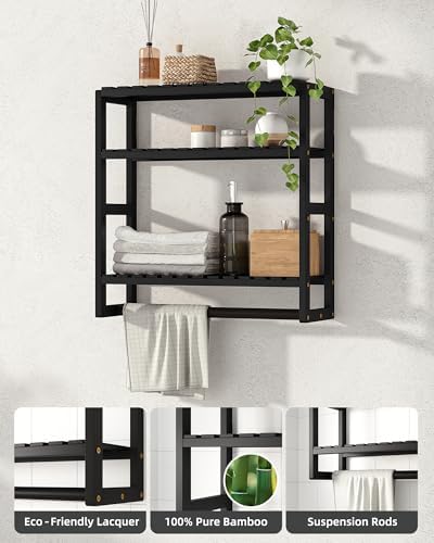 Space-Saving Bamboo Towel Racks for Kitchen and Bathroom Storage