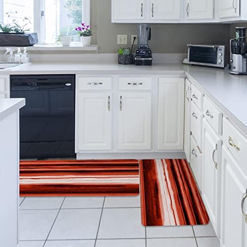Ombre Red Kitchen Rugs Set - Soft Absorbent Non-Slip
