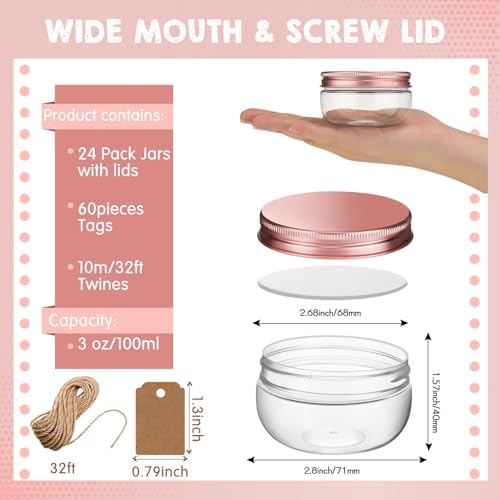 24 Mini Canning Jars with Labels and Rope for 1299