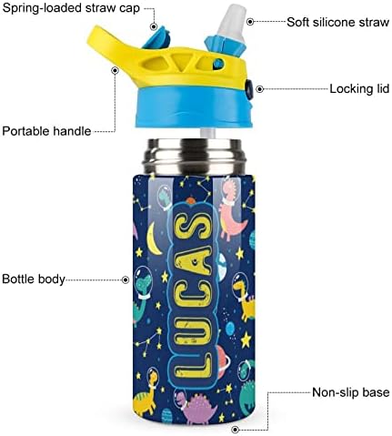 Artsadd Kids Water Bottle with Custom Dinosaur Name