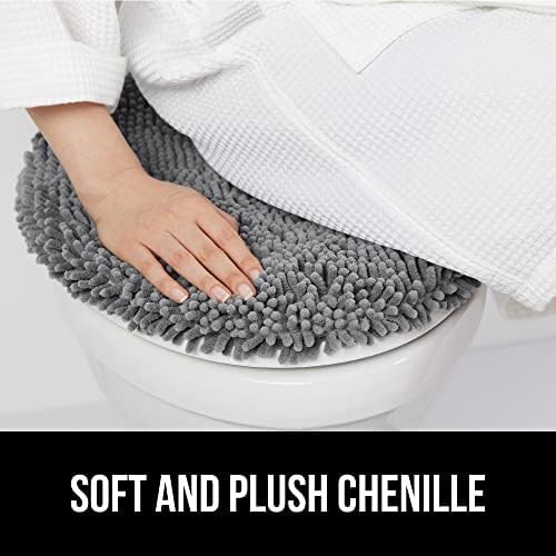 GORILLA GRIP Soft Chenille Toilet Lid Cover Gray 195x185