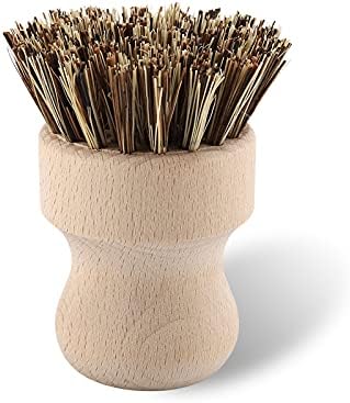 Agatige Mini Dish Brush with Mushroom Head and Wooden Handle