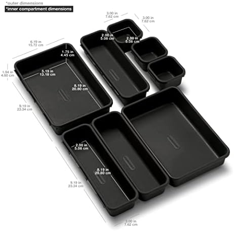 Madesmart 8-Piece Plastic Organizer Interlocking Design for Your Drawers