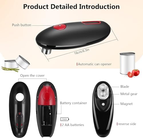 Ergonomic Battery-Operated Can Opener for Seniors with Strong Motor