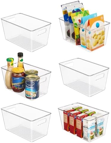 Vtopmart Clear Plastic Storage Bins 6PCS Refrigerator Pantry Organizer with Handles