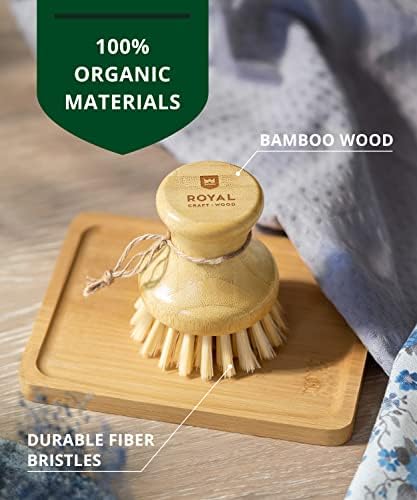 Bamboo Kitchen Scrub Brush with Handle - Durable and Effective