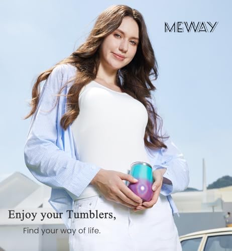 MEWAY 12oz Insulated Wine Tumbler with Lid and Straw