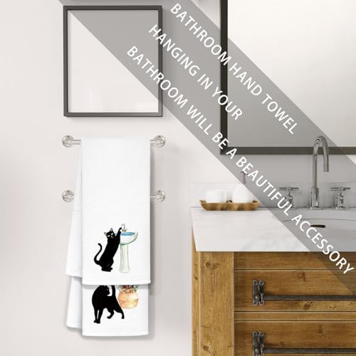 Funny Black Cat Decorative Towels Set of 2