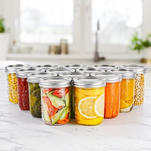 Sturdy Mason Jars for Canning Preserving and Meal Prep