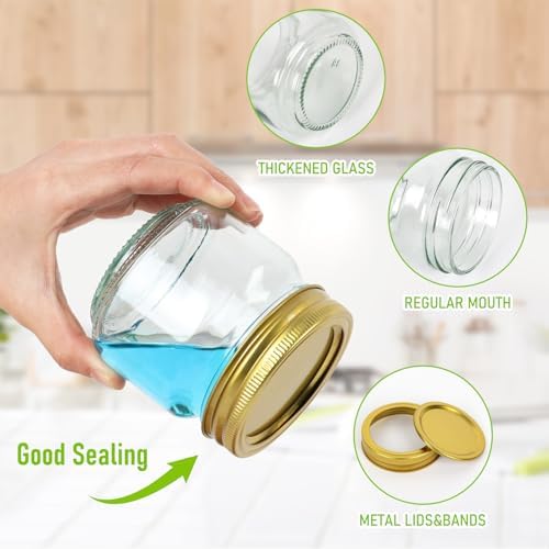 AuroTrends Mason Jars 8 oz with lids 30 pack