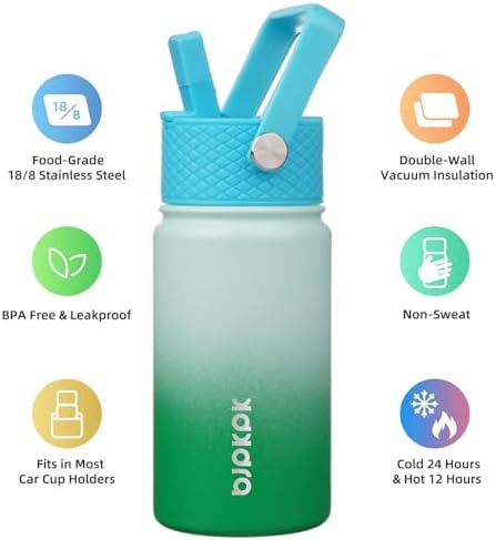 Reusable Insulated Water Bottle with Straw Lid