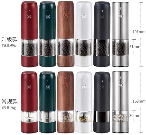Easy Pepper Salt Grinder Red Rechargeable Pepper Mill with LED