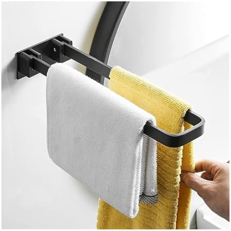 TiStm Double Towel Bar Wall-Mounted Black Aluminum Towel Rack