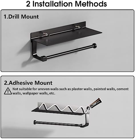 Danpoo Wall-Mounted Towel Holder with Shelf for Bathroom Kitchen