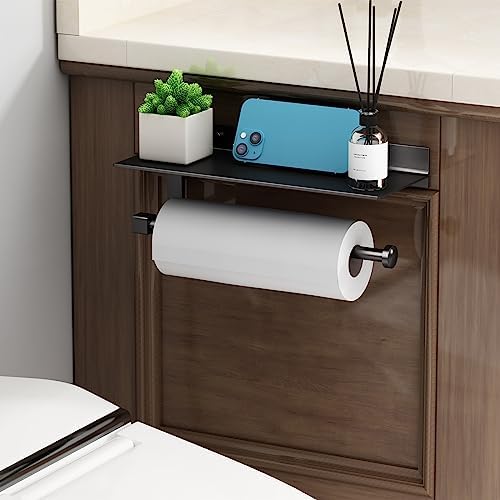 Danpoo Wall-Mounted Towel Holder with Shelf for Bathroom Kitchen