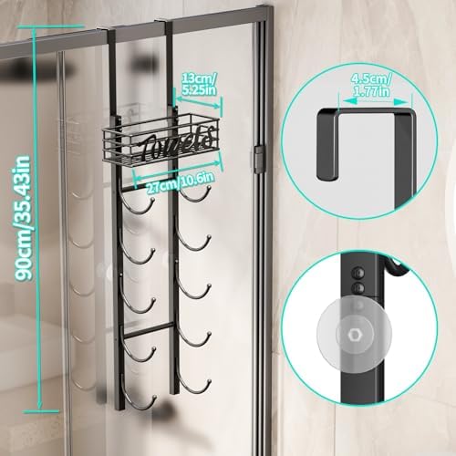 6-Tier Over the Door Wall-Mount Bath Towel Organizer Black