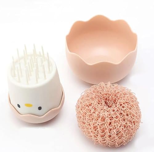 2PC Eggshell Chicken Vegetable Scrubber Detachable Handle Cleaning Brush for Kitchen