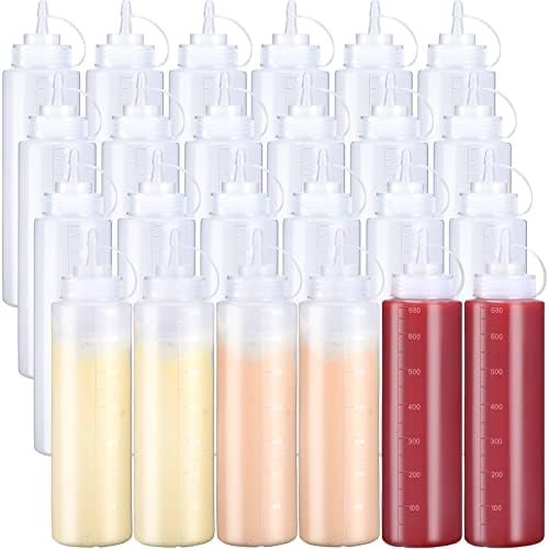 24-Piece 24 oz Squeeze Bottle Set Leak-Proof Condiment Holders