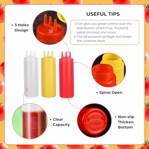 Beyonday 3pcs Condiment Squeeze Bottles 24oz White Kitchen Use