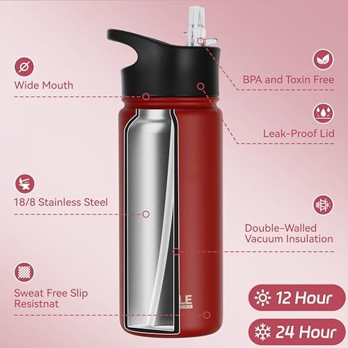 Fun Double Wall Insulated Water Bottle for Kids 16oz